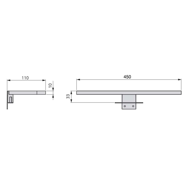 Applique LED 45 cm per specchio da bagno luce bianca fredda cromato