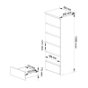 Cassettiera Moderna 40x35x109 Cm 6 Cassetti Bianco Opaco Artika