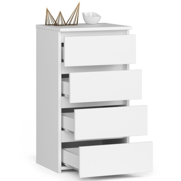 Cassettiera Moderna 40x35x74 Cm 4 Cassetti Bianco Opaco Artika