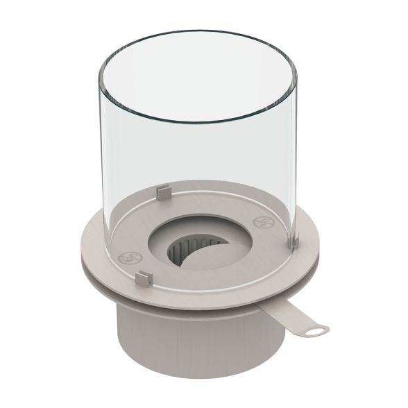 Bruciatore tondo inox con vetro per camino a bioetanolo 1,5 lt d.25