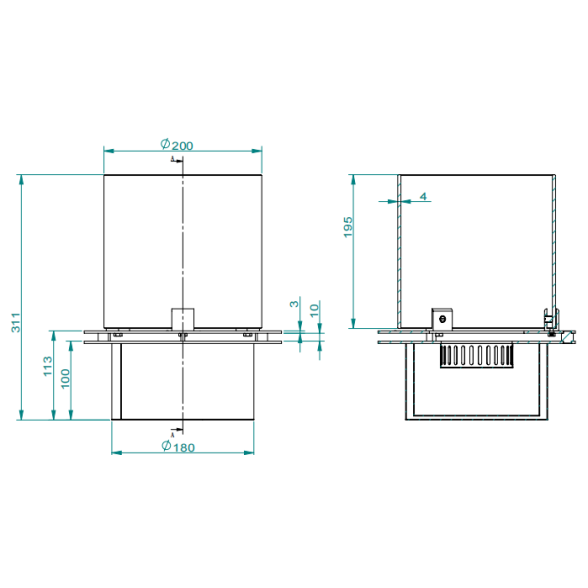 Bruciatore tondo inox con vetro per camino a bioetanolo 1,5 lt d.25