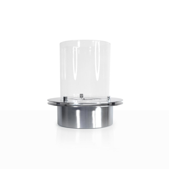 Bruciatore tondo inox con vetro per camino a bioetanolo 3 lt d.35