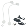 Set 2 applique LED BIANCHE rotonde con braccio flessibile, sensore touch, 2 USB e luce bianca naturale