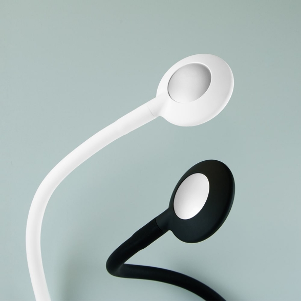 Applique LED rotondo bianco con braccio flessibile, sensore touch e 2 USB