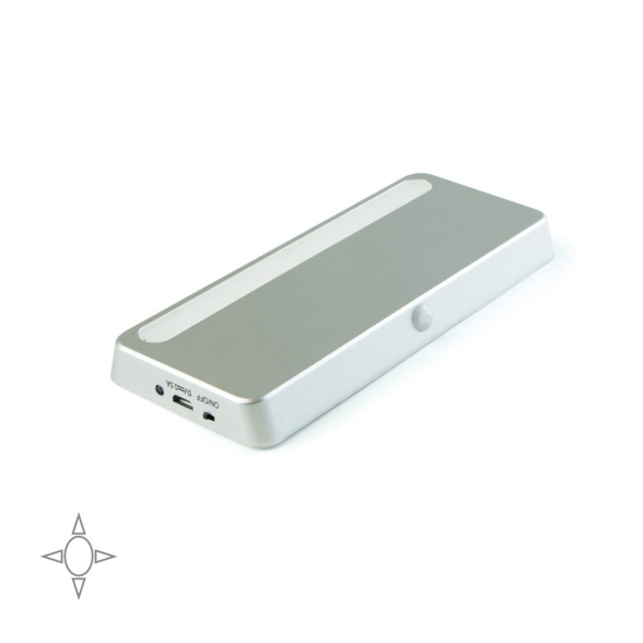 Luce LED ricaricabile con sensore di movimento e luce bianca naturale in plastica grigio metallizzato