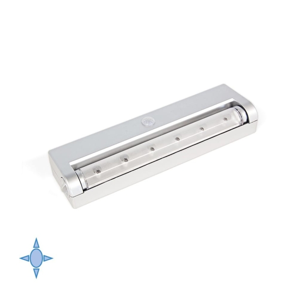 Luce LED a batterie con sensore di movimento e luce bianca fredda in plastica grigio metallizzato