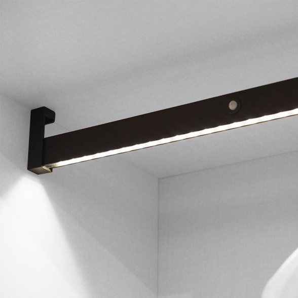 Barra appendiabiti regolabile 858-1008 mm luce bianca LED a batteria, colore moka