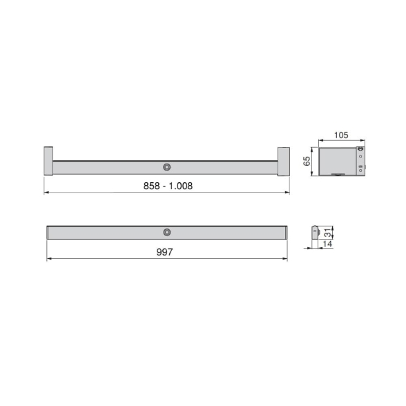 Barra appendiabiti regolabile 858-1008 mm luce bianca LED a batteria, colore moka