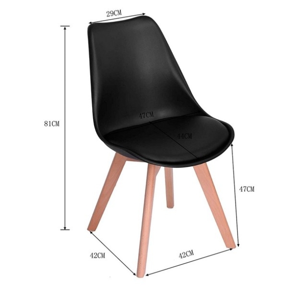 Sedia Nordica Nera Con Gambe In Legno E Cuscino Design Moderno