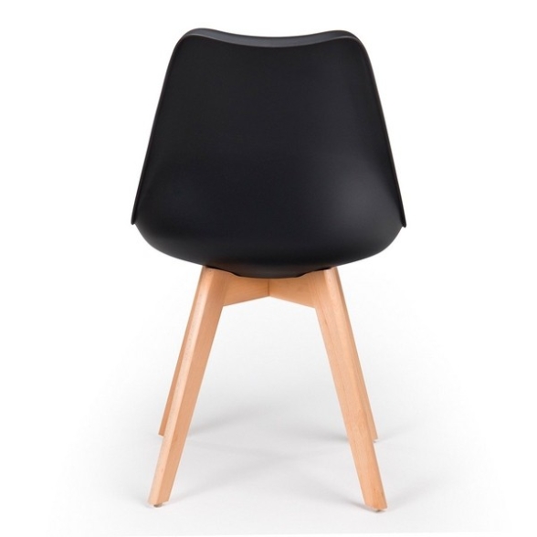 Sedia Nordica Nera Con Gambe In Legno E Cuscino Design Moderno