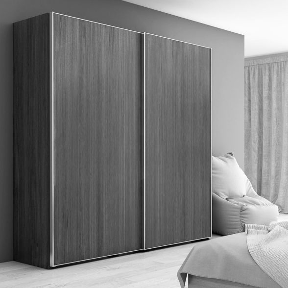 Sistema scorrevole per armadio con chiusura soft e profili in alluminio