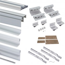 Sistema scorrevole per armadio 2 ante di spessore 19-20 mm, con chiusura soft e profili in alluminio