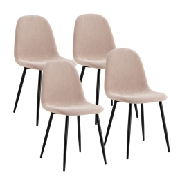 Set 4 Sedie Da Pranzo Moderne In Tessuto Khaki Gambe Nere Irene