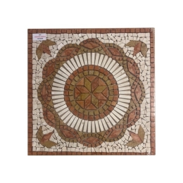 Rosone Per Pavimenti 66x66 In Mosaico Di Marmo Su Rete Aurora Rosso