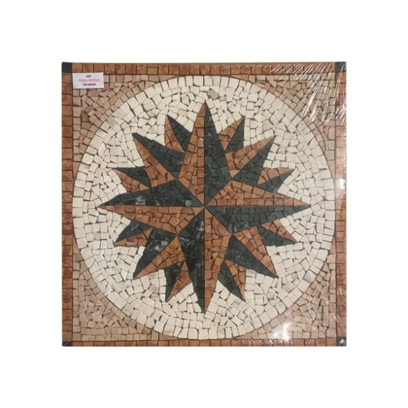 Rosone Per Pavimenti 66x66 In Mosaico Di Marmo Su Rete Rosa Rosso