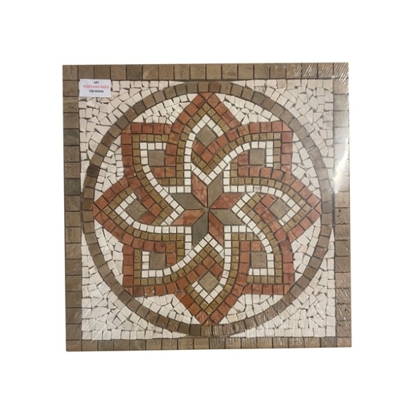 Rosone Per Pavimenti 66x66 In Mosaico Di Marmo Su Rete Positano Noce
