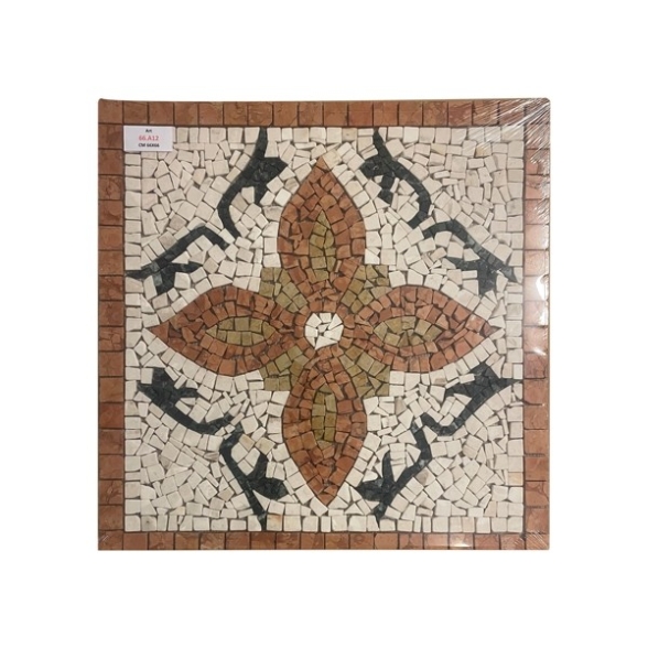 Rosone Per Pavimenti 66x66 In Mosaico Di Marmo Su Rete Positano Rosso