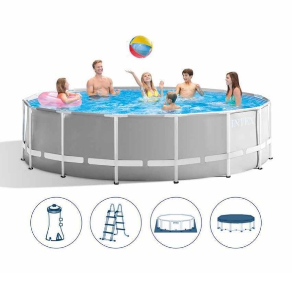 Piscina Fuori Terra Con Filtro Ø 4,57 x 1,22 m Prism Frame Rotonda Intex 26726