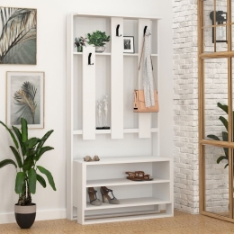 Mobile Ingresso Con Appendiabiti E Vani 90x36x180 Chester Bianco