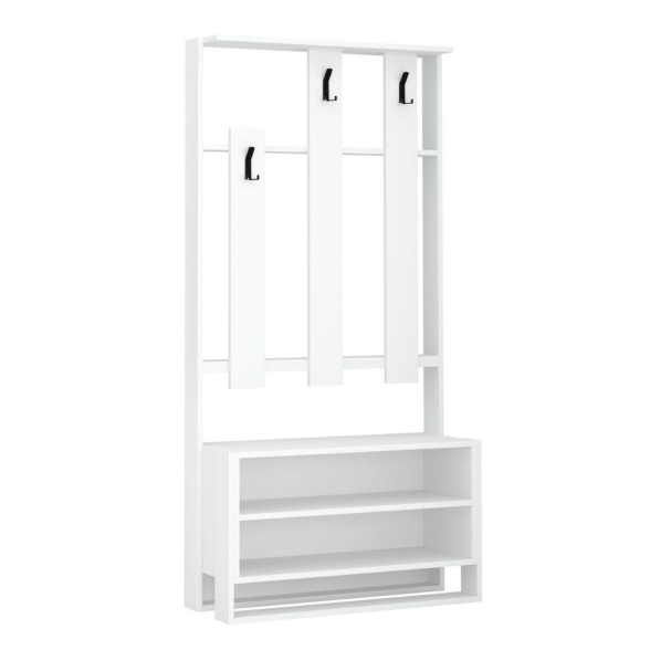 Mobile Ingresso Con Appendiabiti E Vani 90x36x180 Chester Bianco