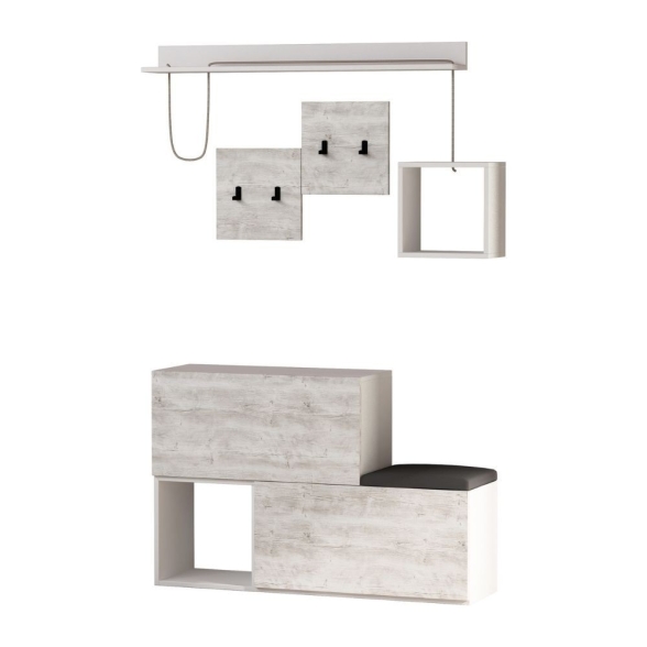 Mobile Ingresso 120 Con Scarpiera E Appendiabiti Holdon Bianco Vintage