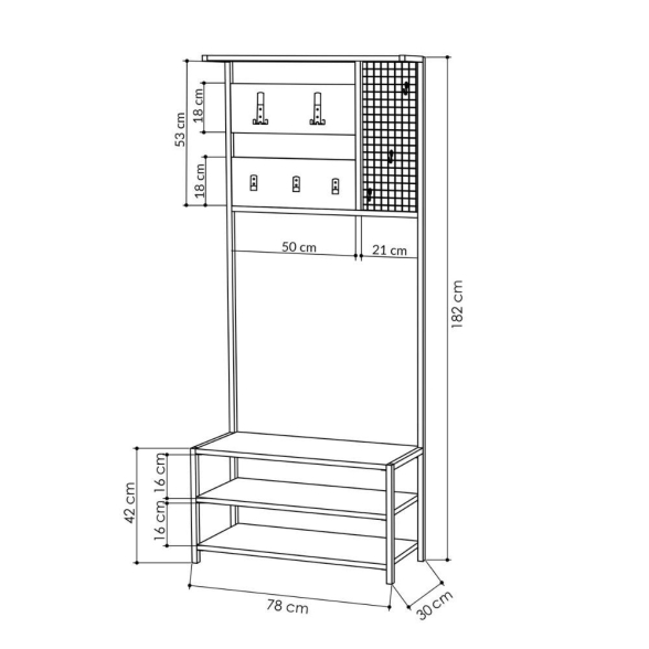 Scaffale Ingresso Industrial Con Appendiabiti E Scarpiera Nomad Bianco