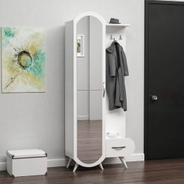 Armadio Da Ingresso Con Anta A Specchio 80x35x180 Kerry Bianco