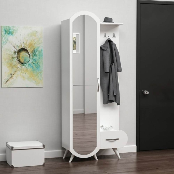 Armadio Da Ingresso Con Anta A Specchio 80x35x180 Kerry Bianco