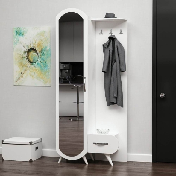 Armadio Da Ingresso Con Anta A Specchio 80x35x180 Kerry Bianco