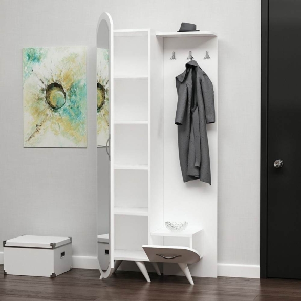 Armadio Da Ingresso Con Anta A Specchio 80x35x180 Kerry Bianco