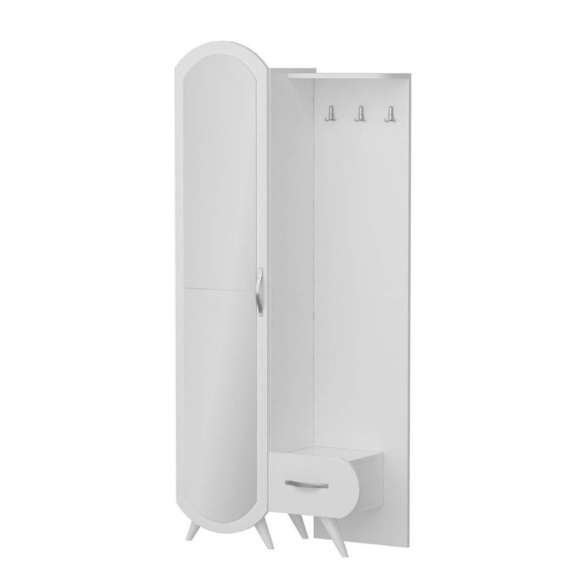 Armadio Da Ingresso Con Anta A Specchio 80x35x180 Kerry Bianco