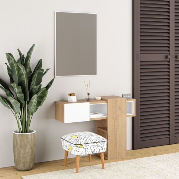 Composizione Ingresso Efes rovere bianco con specchio