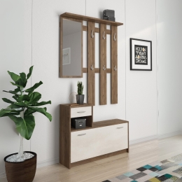 Mobile Ingresso 100 Cm Con Specchio Rudolf Noce E Spatolato