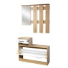 Mobile ingresso con specchio e scarpiera e bianco e rovere Rudolf XL