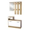 Mobile ingresso con specchio e scarpiera e bianco e rovere Rudolf XL