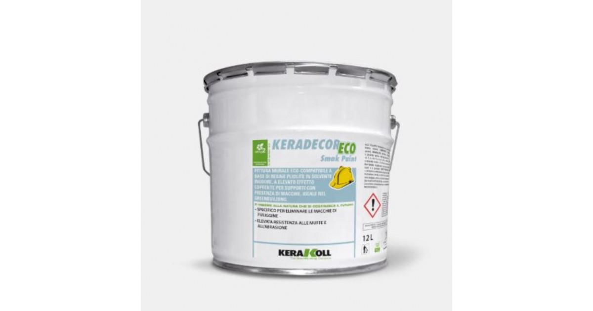 Keradecor Eco Smak Paint Bianco 4 Lt Kerakoll Pittura Antimacchia, Antifumo e Antimuffa
