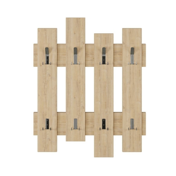 Appendiabiti a muro Wave rovere effetto legno 8 ganci