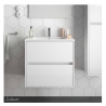 Mobile bagno sospeso 70 cm con lavabo, specchio e applique led Salgar Noja 700 bianco