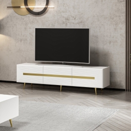 Mobile porta tv 180 cm con inserti dorati bianco serigrafato Jose