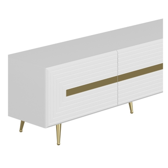 Mobile porta tv 180 cm con inserti dorati bianco serigrafato Jose