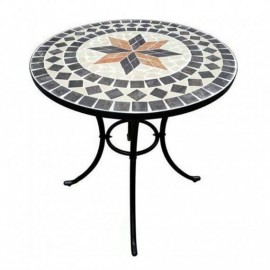Set tavolo rotondo 60 cm in mosaico di pietra Capri Domus + 2 sedie Praiano Domus