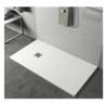 Piatto doccia FLAT 80x100 cm bianco effetto pietra in mineralmarmo con griglia e piletta sifonata Jonathan