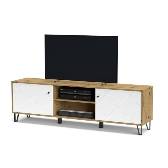 Mobile Porta TV 183 Cm Bianco E Rovere Effetto Legno Bollo