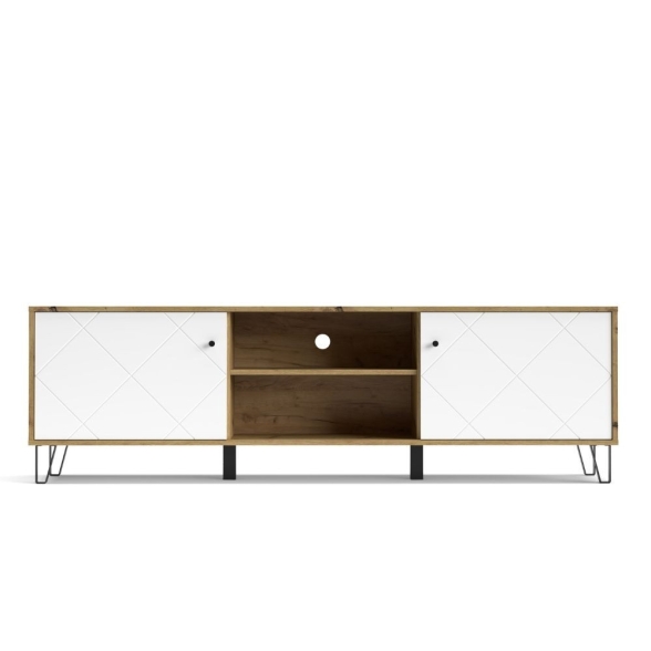 Mobile Porta TV 183 Cm Bianco E Rovere Effetto Legno Bollo