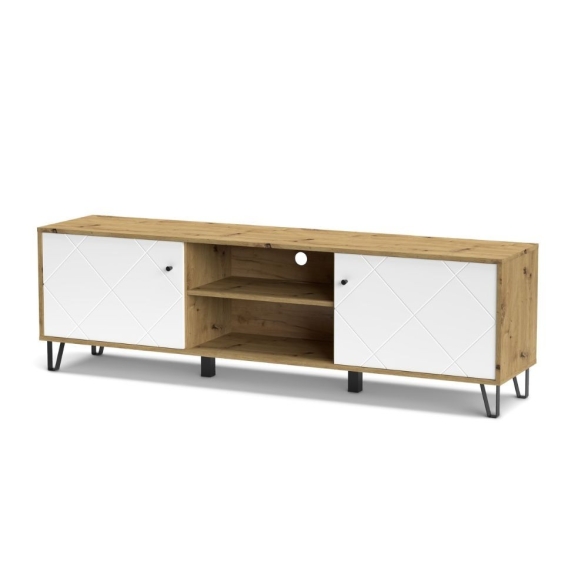 Mobile Porta TV 183 Cm Bianco E Rovere Effetto Legno Bollo