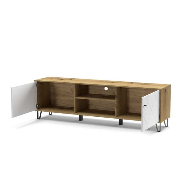 Mobile Porta TV 183 Cm Bianco E Rovere Effetto Legno Bollo