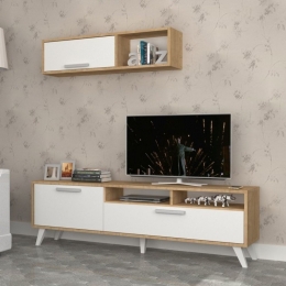 Mobile Porta TV Slim 80x35x47h Rovere E Bianco D2306TV180M109