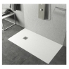 Piatto doccia FLAT 80x100 cm bianco effetto pietra in mineralmarmo con griglia e piletta sifonata Jonathan