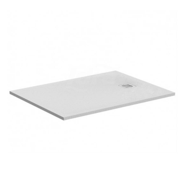 Piatto doccia FLAT 80x120 cm bianco effetto pietra in mineralmarmo con griglia e piletta sifonata Jonathan