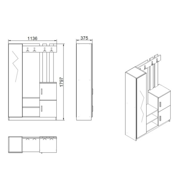 Mobile Ingresso Con Scarpiera E Specchio Rovere E Antracite Roger